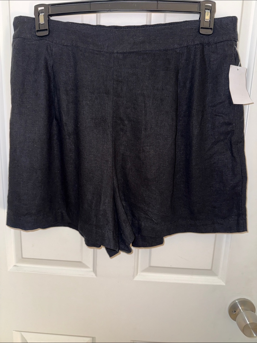 Madewell Women's Clean Pull-On Shorts in Linen Blend Black XL